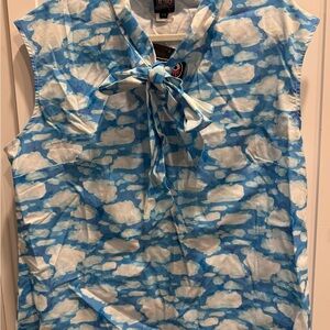 Retrolicious Blue Cloud Bow Blouse 2X